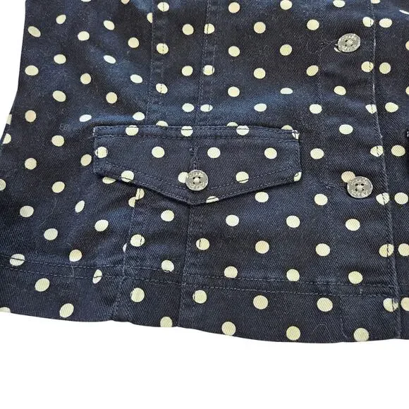 Chaps Ralph Lauren Navy Polka Dot Denim Blazer Jacket Medium Classic Preppy - Picture 3 of 11